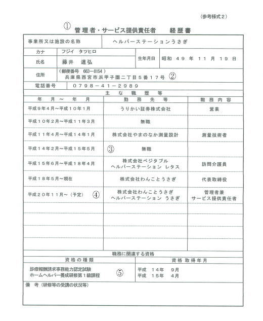 経歴書サンプル